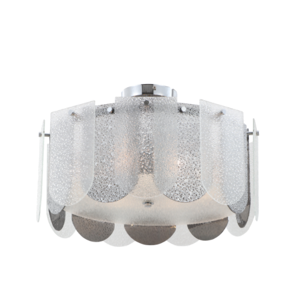 6-licht Dual Glass Chrome Mirror Finish Drum plafondlicht