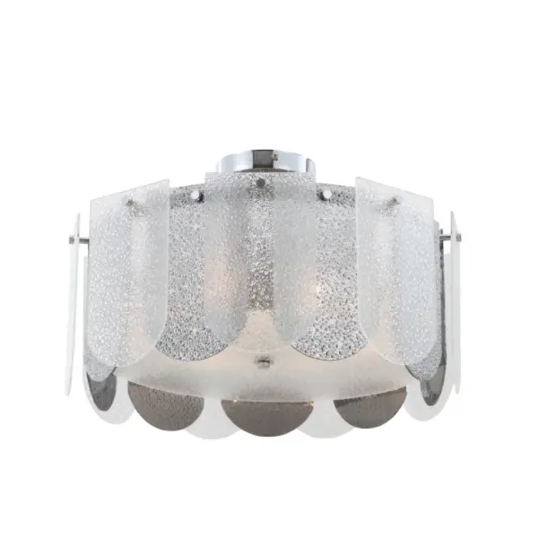 6-licht Dual Glass Chrome Mirror Finish Drum plafondlicht