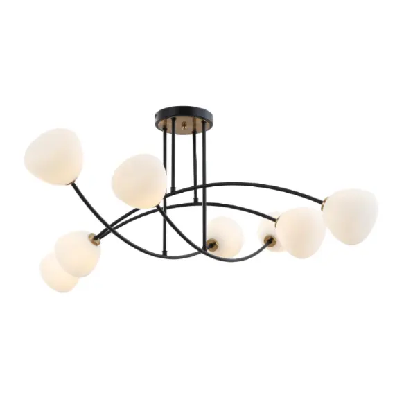Zwart 8-glas flush mount plafondlicht