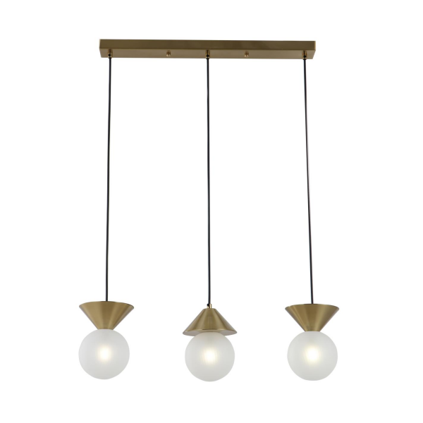 Geborsteld messing lineaire 3-lichts hanglamp
