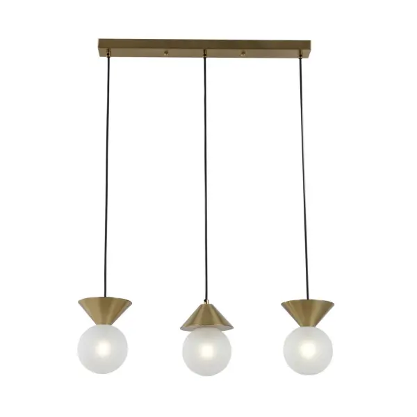 Geborsteld messing lineaire 3-lichts hanglamp