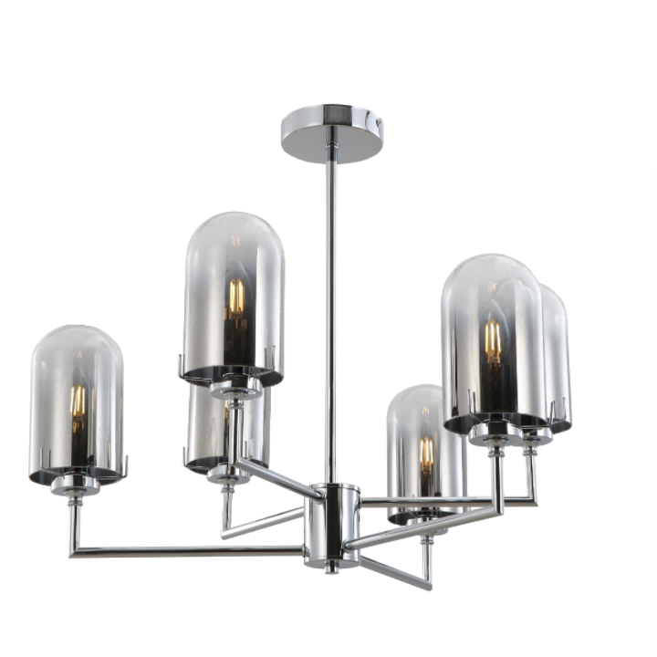 Chrome metalen rokerige koepelglas hanglamp