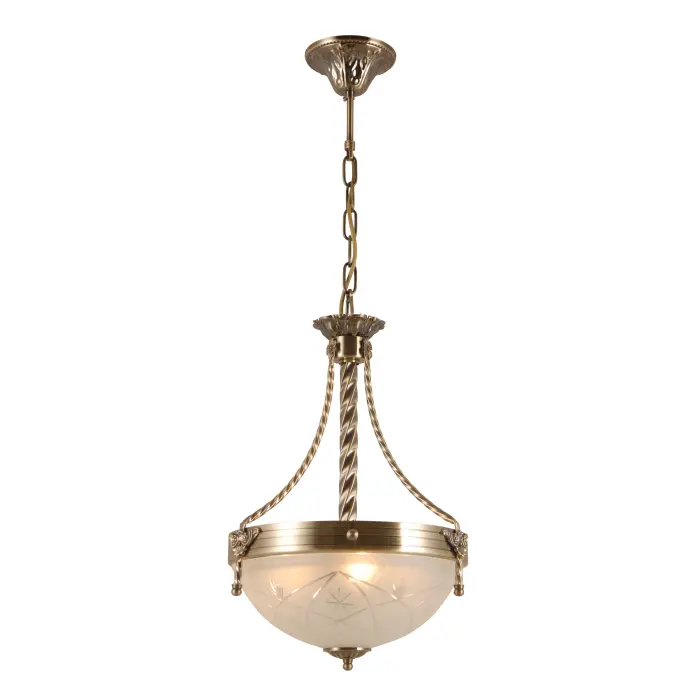 Koperen afwerking handgesneden glas retro kroonluchter