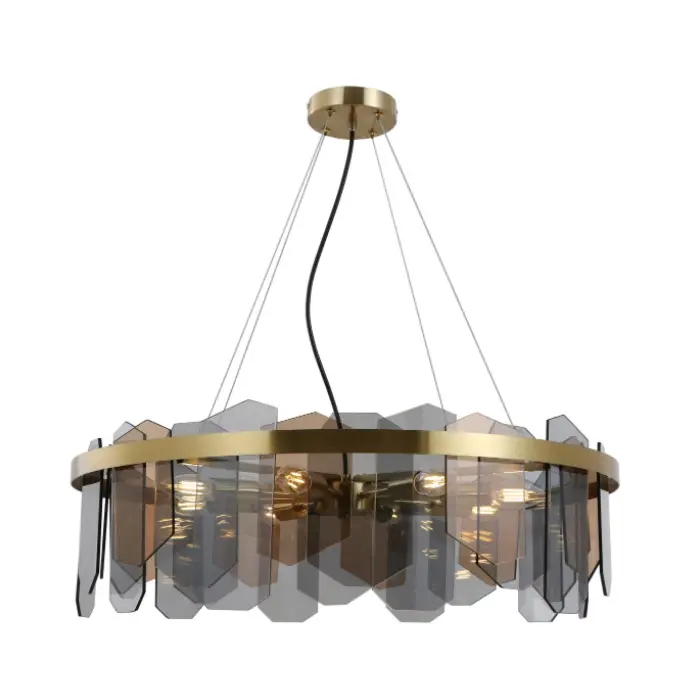 Tweekleurige hanglamp met messing afwerking