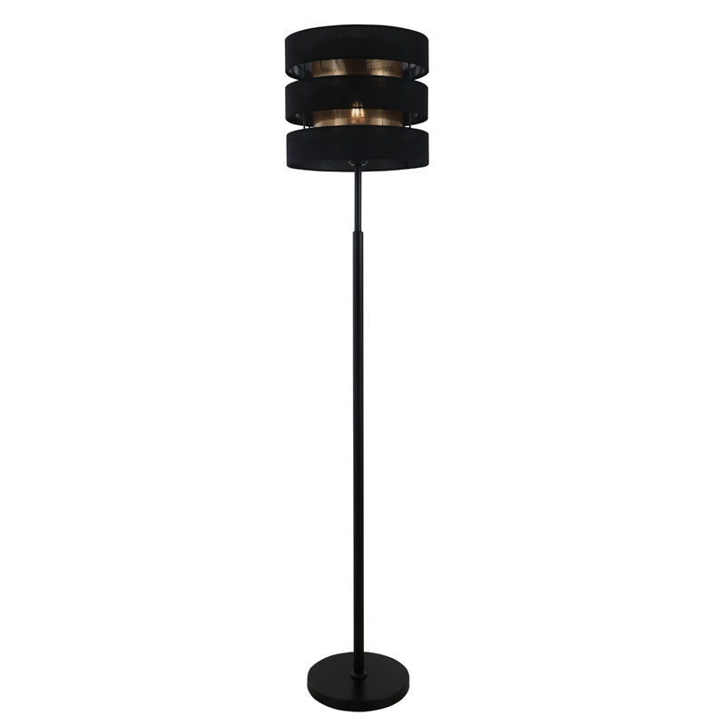 Zwarte vloerlamp met dubbele kap