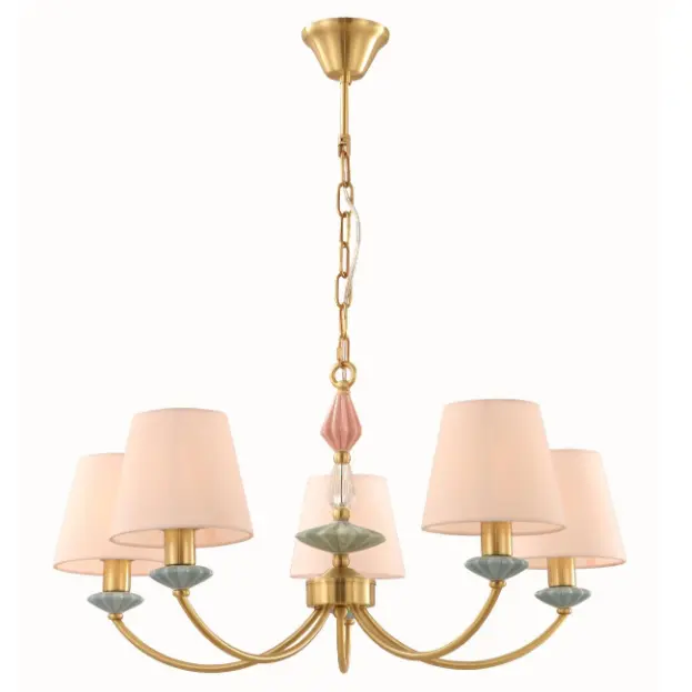 Elegante 5-licht keramische kroonluchter met verstelbare ketting