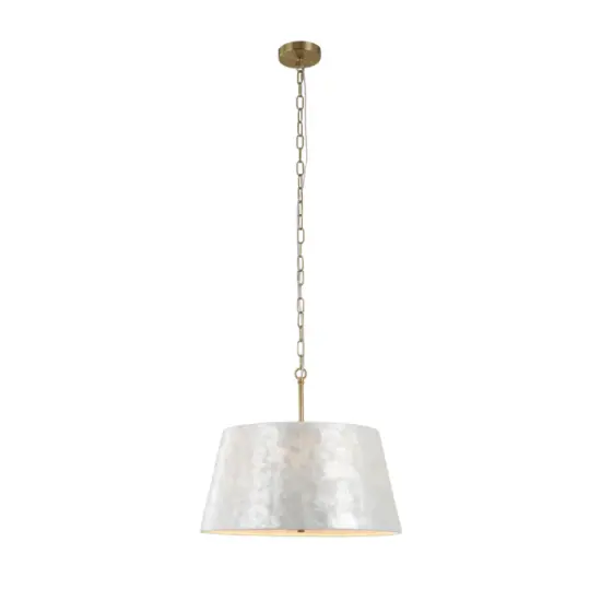 Handgemaakte hanglamp met 5 lampen en schelpenkap