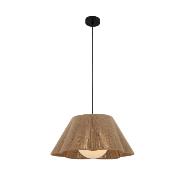 Henneptouw en glazen kap hanglamp