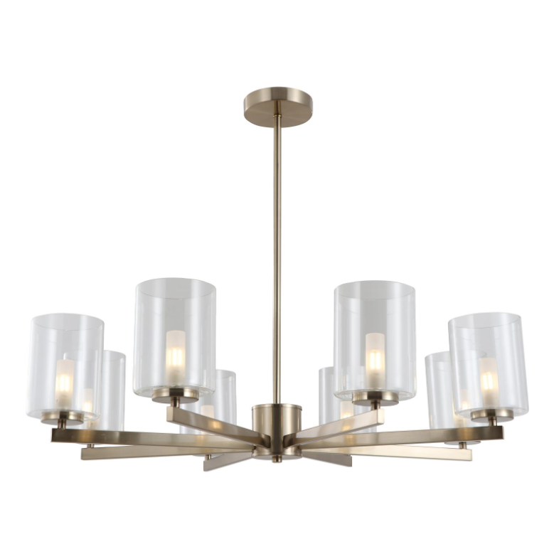 Moderne gouden kroonluchter met 8 lampen