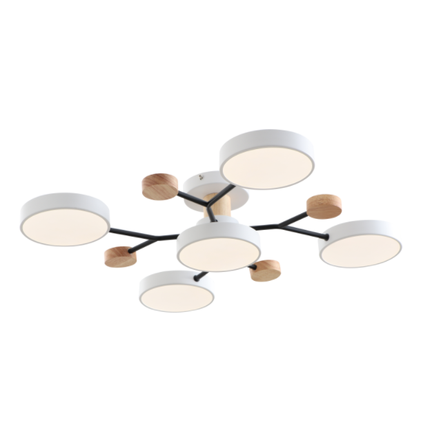 Modern LED -plafondlamp met houten accent