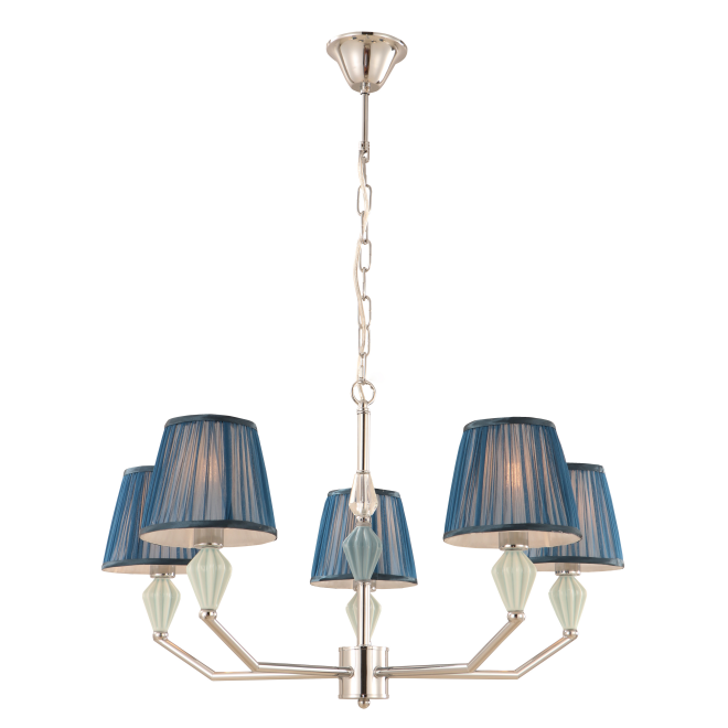 Marineblauw 5-licht drum kroonluchter met keramisch accent