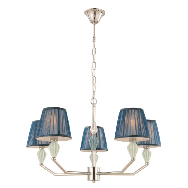 Marineblauw 5-licht drum kroonluchter met keramisch accent