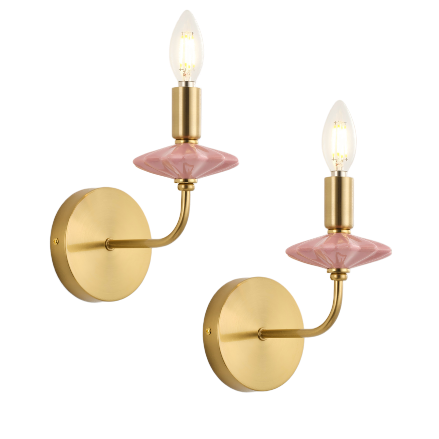 Roze keramische kaars wandlamp