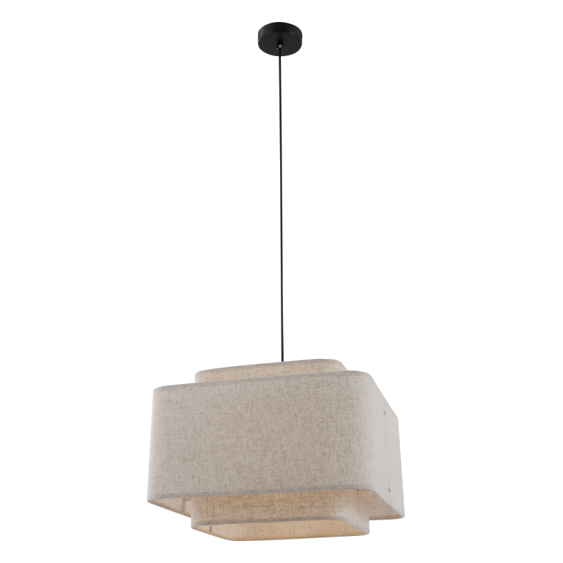 Single Light Square Rustic Drum Pendant