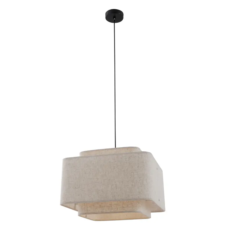 Single Light Square Rustic Drum Pendant